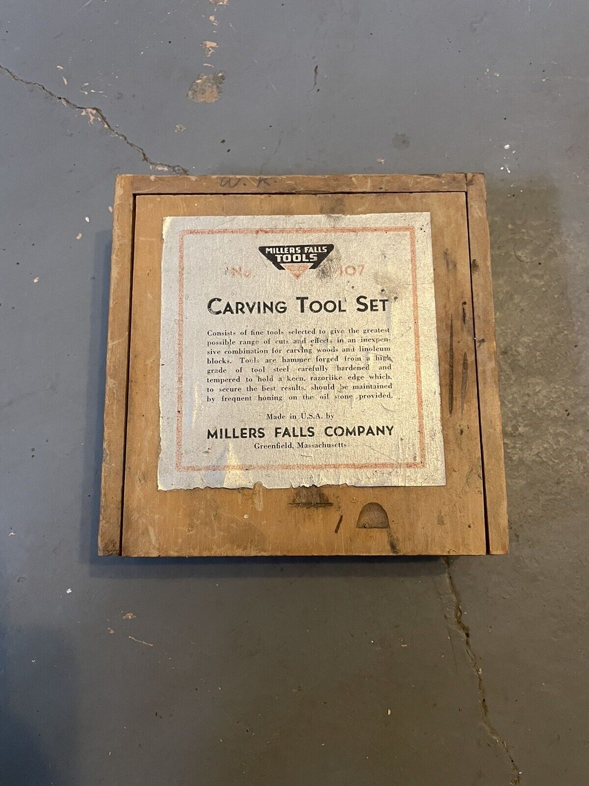 Vintage Millers Falls No 107 Carving Tool Chisel Set.  Missing One.