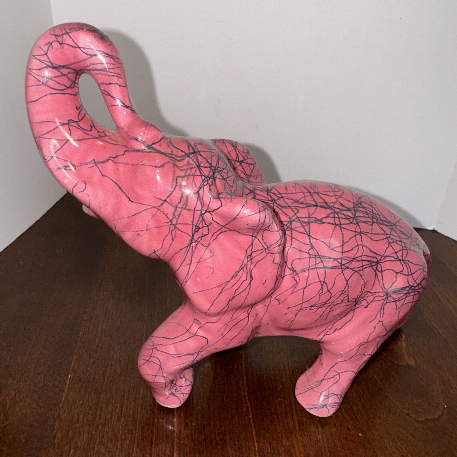 La Vie Pink Elephant Ceramic Animal Figurine MEDIUM 6x7” VTG