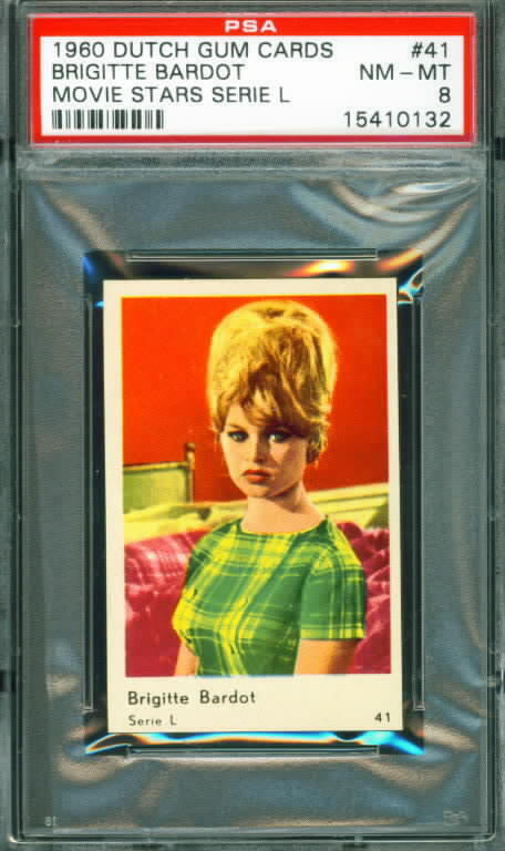 1960 Dutch Gum Cards #41 BRIGITTE BARDOT Actress (1 of 4 graded By PSA) -- PSA 8