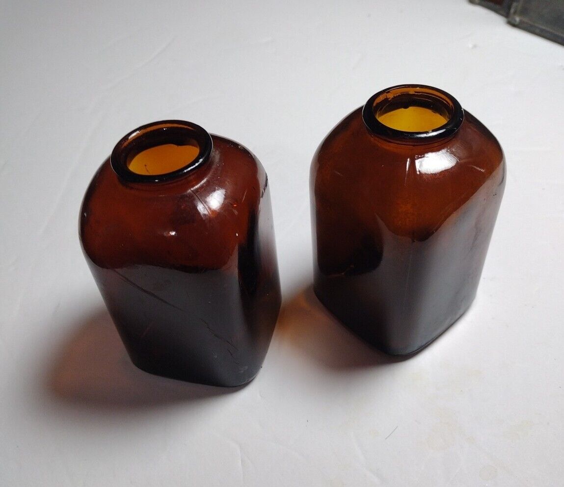 2 Vintage Amber Glass Snuff Bottles, 1920s