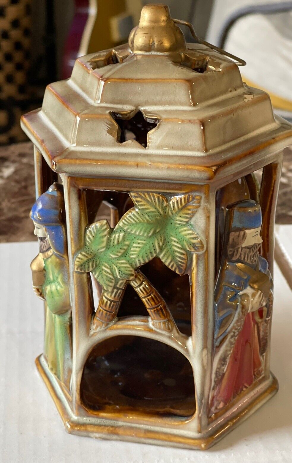 Kirklands Potter\'s Garden Nativity Lantern 7.5\