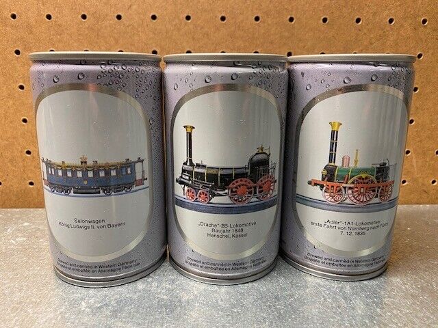 Set of 3 Becker's Pils 330ml beer cans Train locomotive railroad set Germany