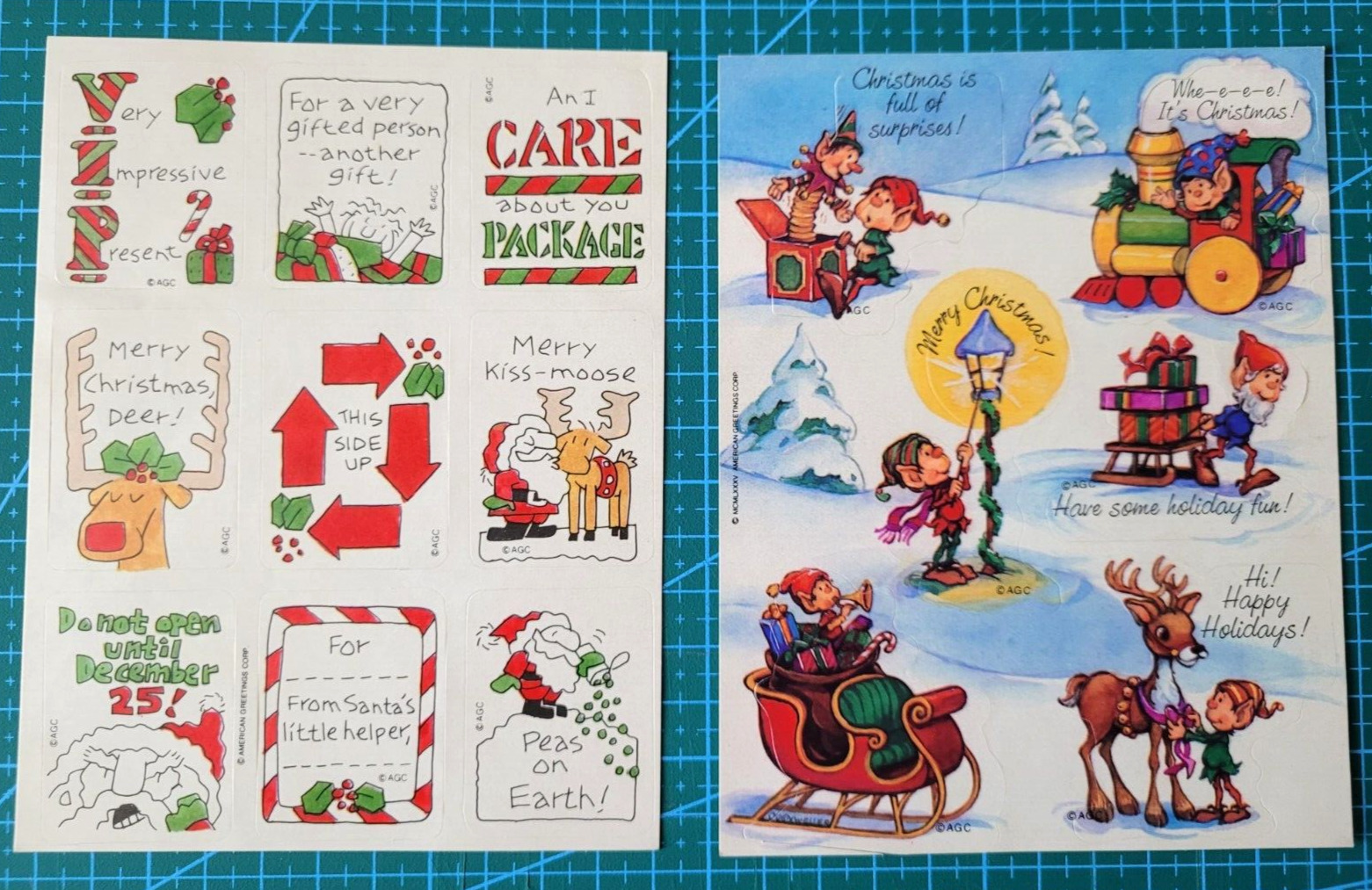 Vintage 1980\'s  American greeting Sticker Sheets Christmas
