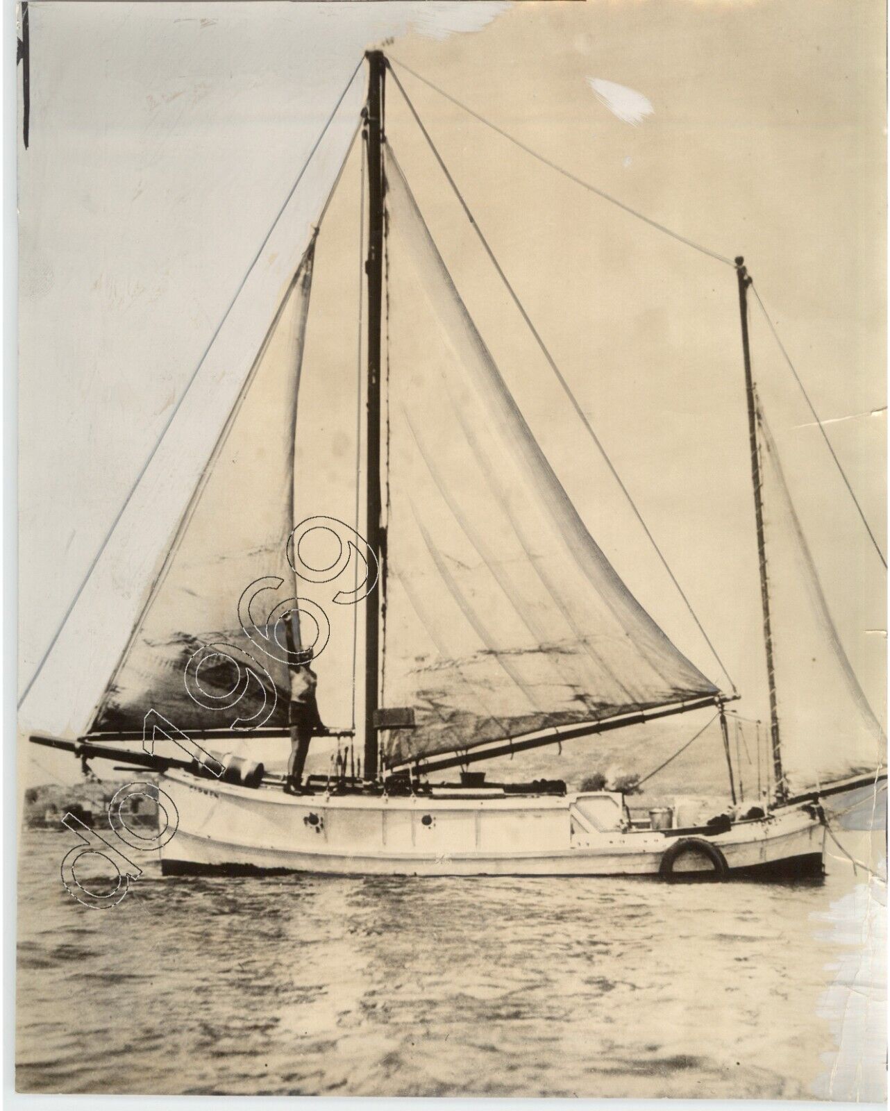 Beautiful Sailboat CAMDEN On Water Tightly Framed VINTAGE 1930 Press Photo