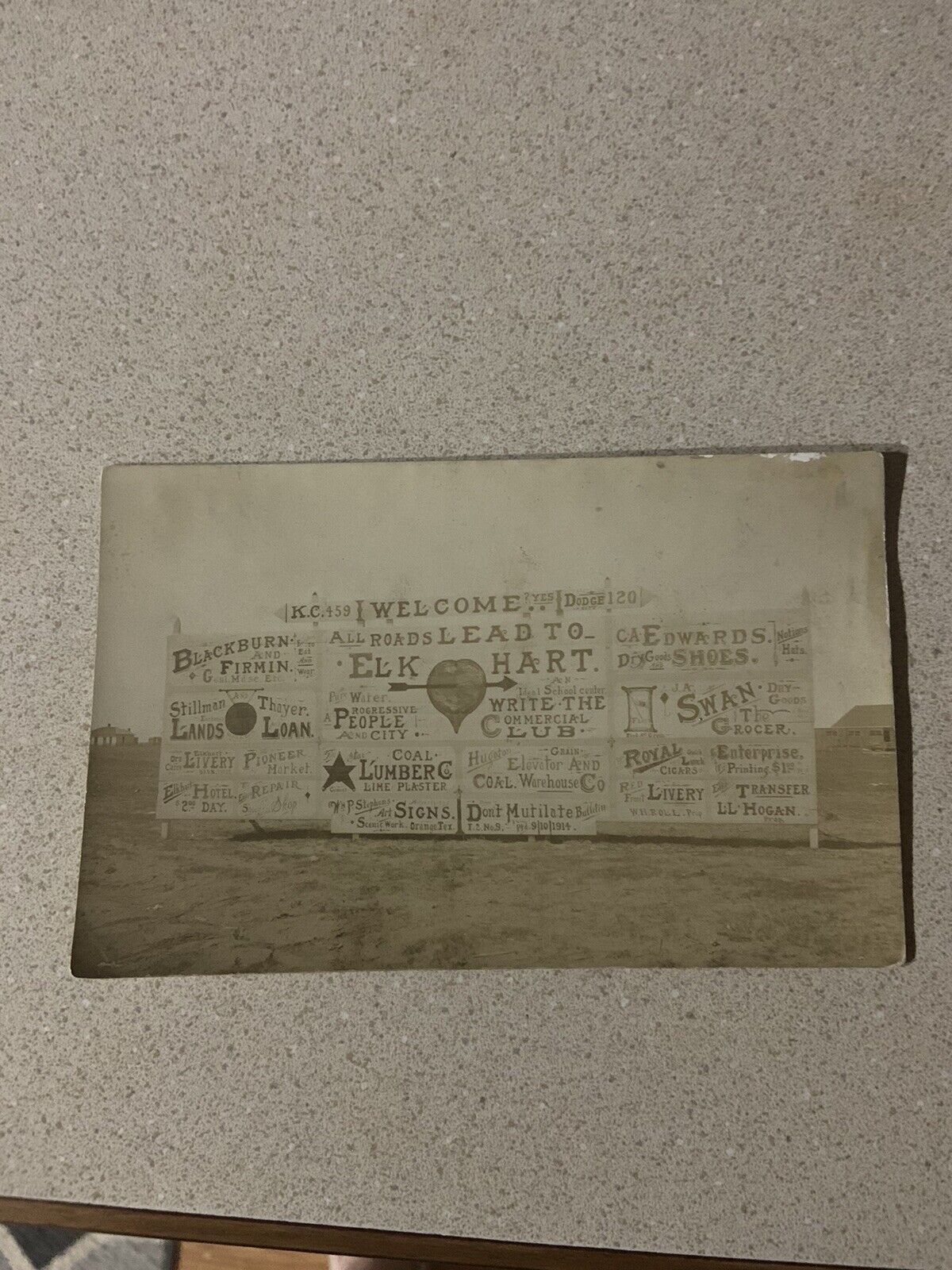 1916 Elkhart Kansas Postcard Billboard Advertising All Roads Lead To Elkhart