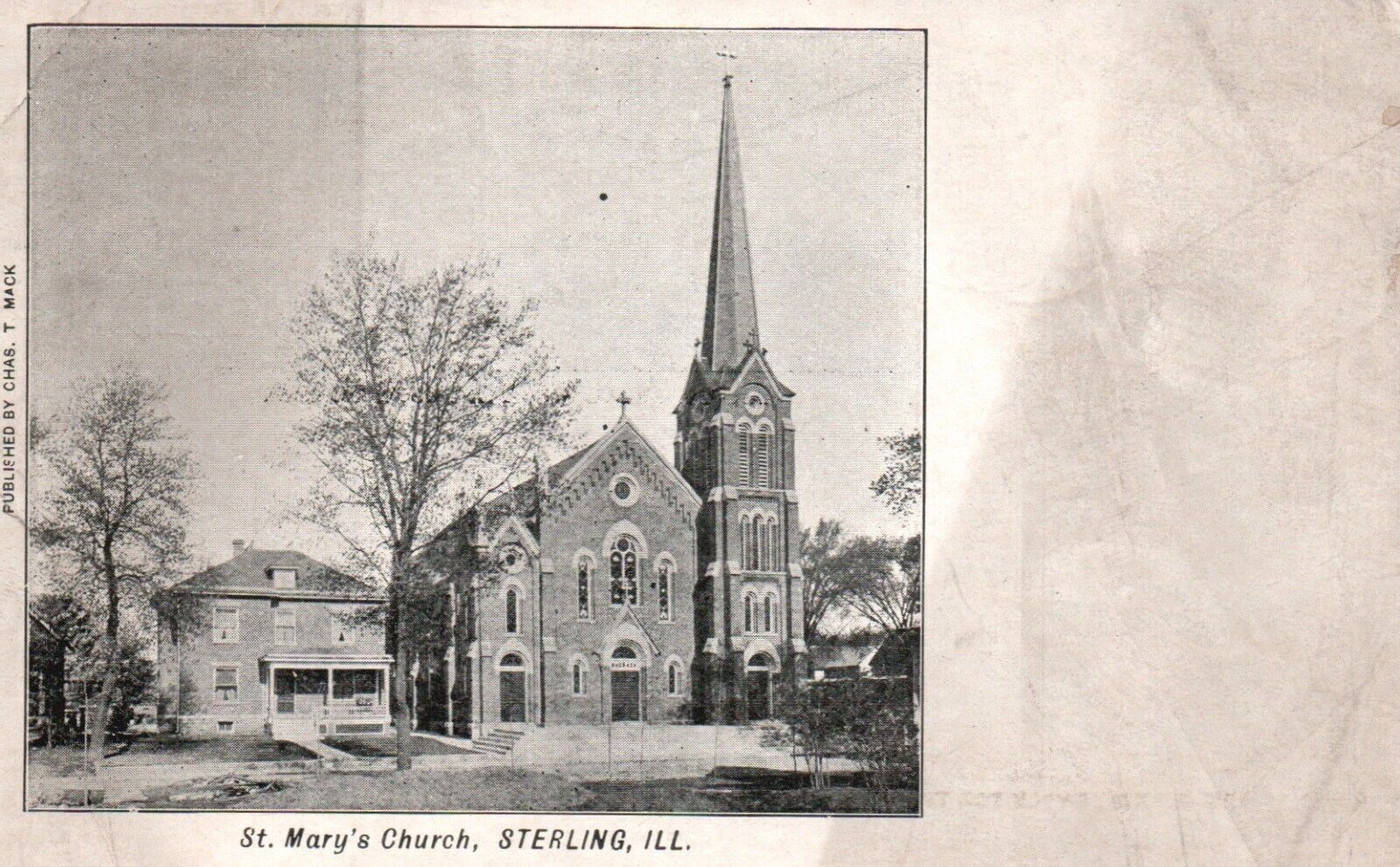 Postcard IL Sterling Illinois St. Mary\'s Church Undivided Back Vintage PC e9227