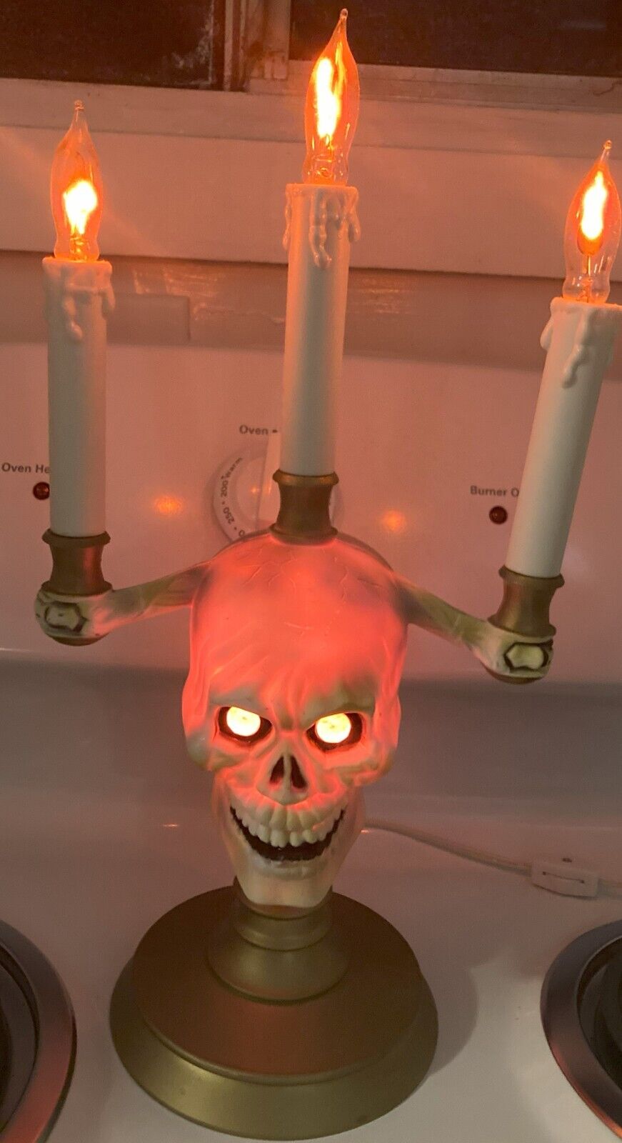 Vintage HallowScream Candelabra Halloween Lighting Skull Glowing Eyes WORKS