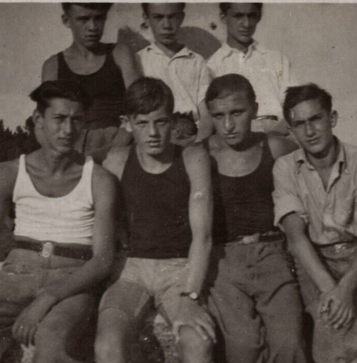 6S Photograph Group Young Men Portrait Rocks Hike 1940's Boys
