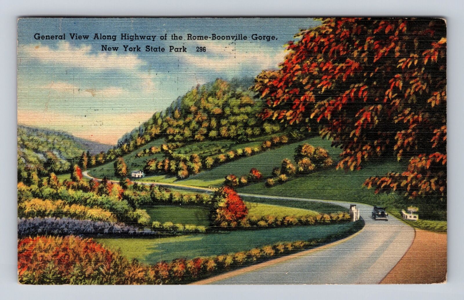 Rome NY-New York, Along Highway Rome Boonville Gorge, Vintage c1954 Postcard