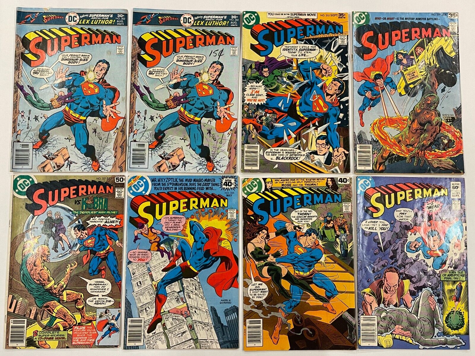 Superman LOT (8) 302 (x2), 315, 319, 327, 335, 336, 375  - 1991 DC Comic Books