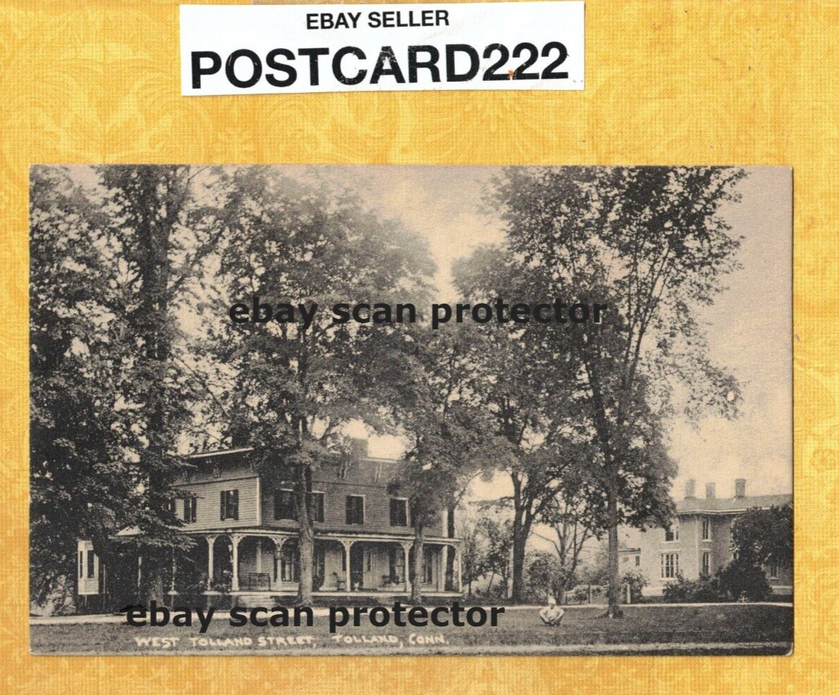 CT Tolland 1908-39 vintage postcard HOUSES ON WEST TOLLAND ST CONNECTICUT