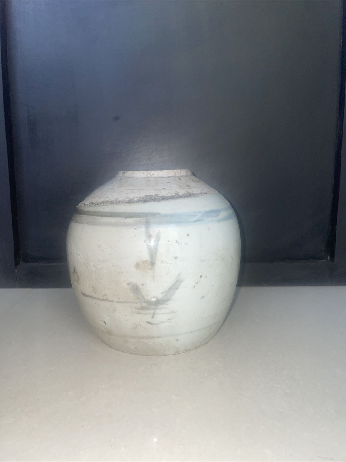 Vintage Green Ginger Jar Vase Urn Pot Without Lid Ceramic Pottery China