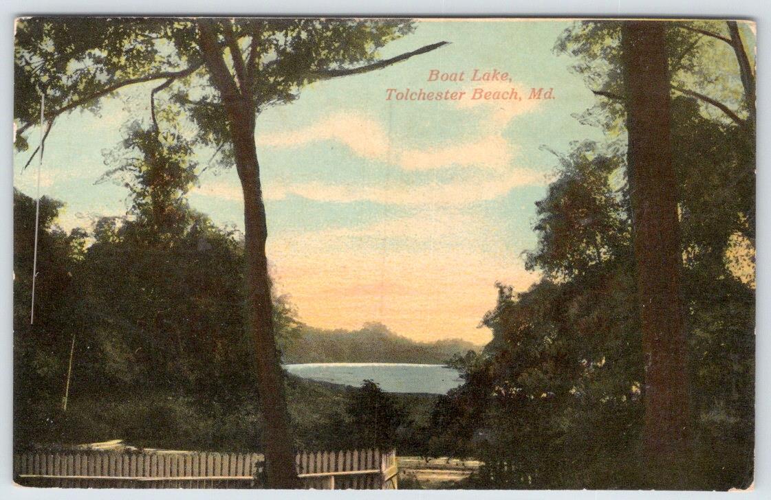 1910\'s TOLCHESTER BEACH MD MARYLAND BOAT LAKE B ABRAMS BALTIMORE POSTCARD