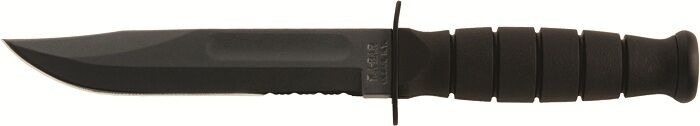 Ka-Bar Knives Short Black KaBar Serrated Edge w/ Hard Sheath 1259 NEW