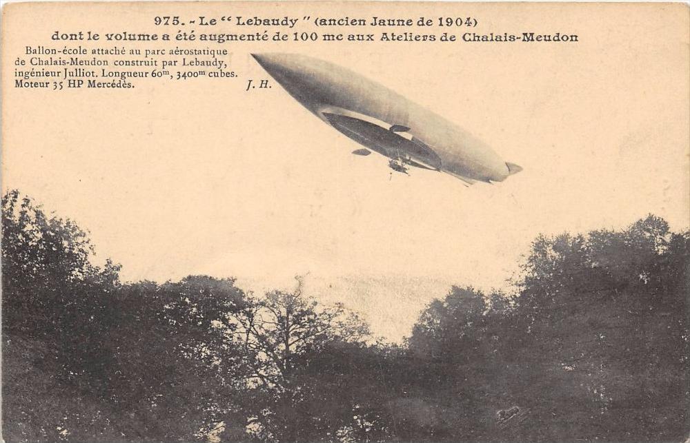 CPA AEROSTATION LE AIRSHIP ANTIQUE LEBAUDY YELLOW 1904