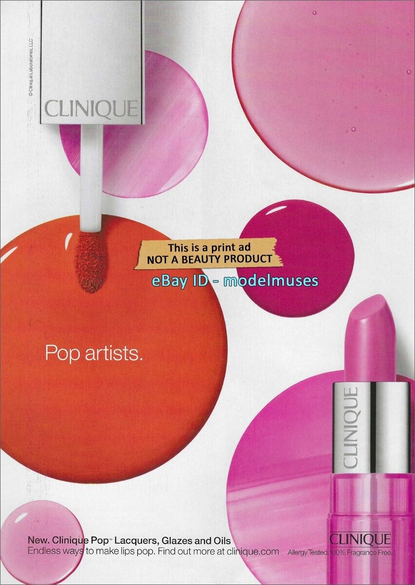 $3.00 PRINT AD - CLINIQUE Cosmetics 2016 pop artists 1-Page