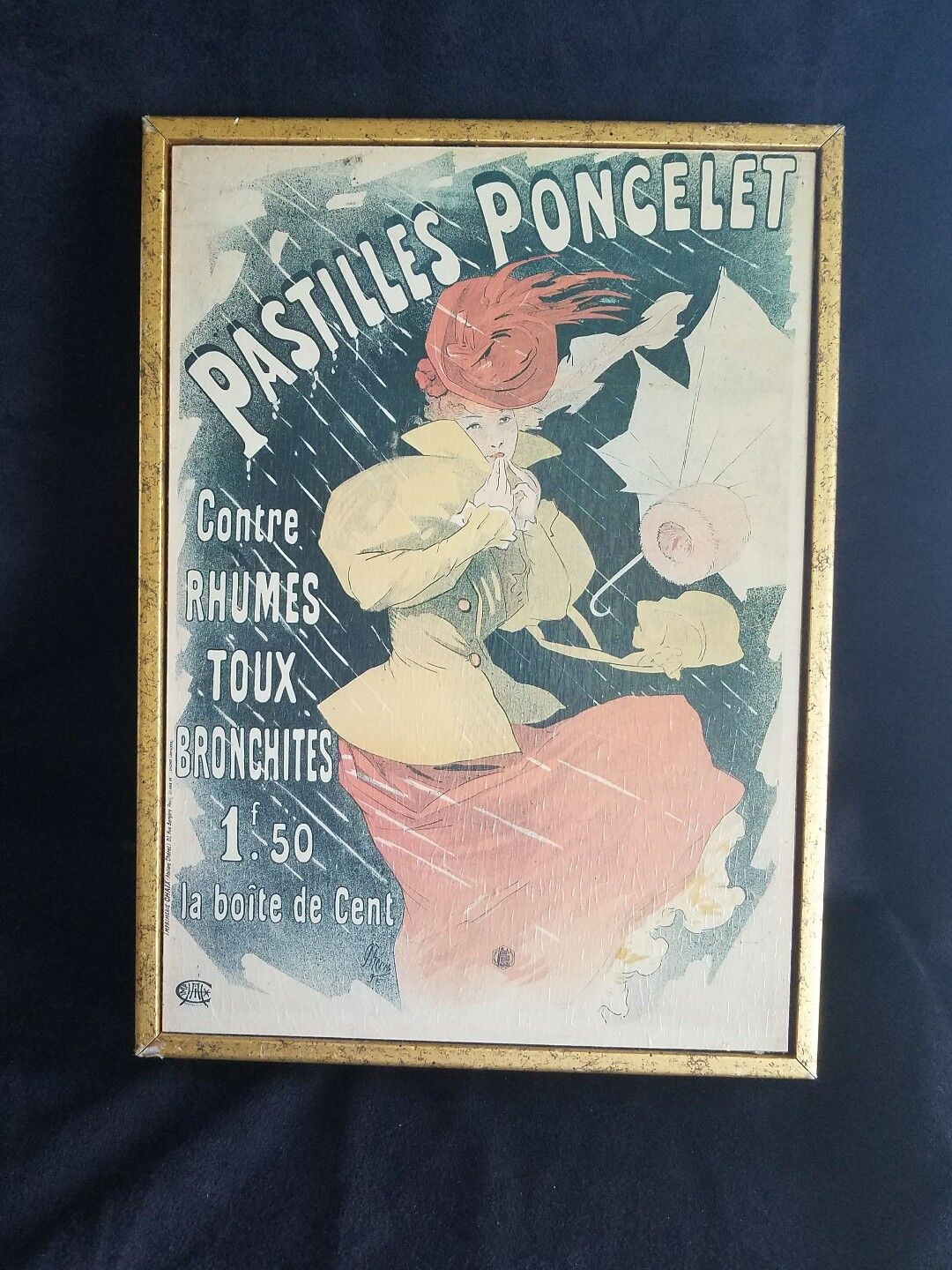 Vintage French Advertising Poster -Pastilles Poncelet Cheret- Framed 8\