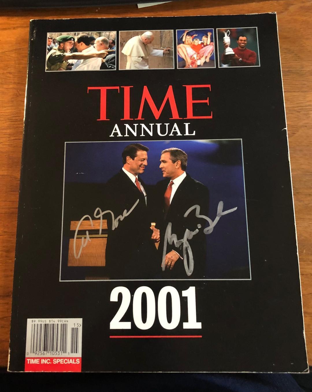 President George W Bush & Al Gore Signed Auto Autographed 2001 Time Magazine