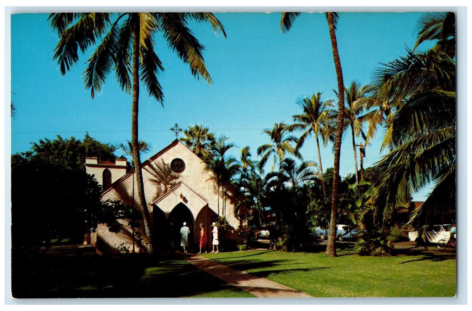 c1960's Holy Innocents Episcopal Church Exterior Maui Hawaii HI Trees Postcard