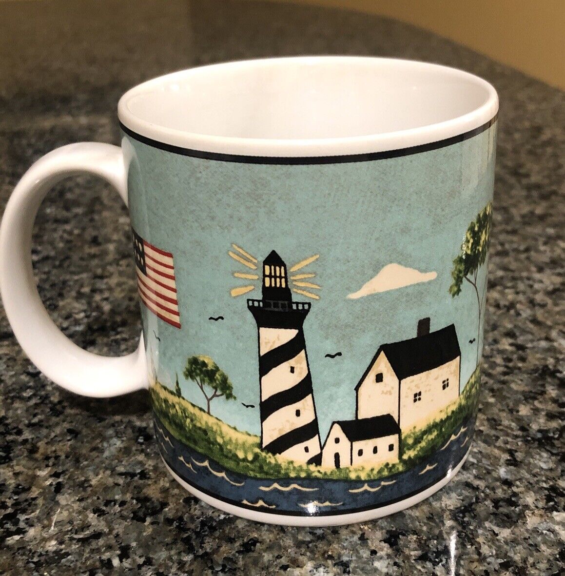 Vintage 1998 Warren Kimble Coastal Breeze Lighthouse  Coffee Tea Cup Mug Sakura