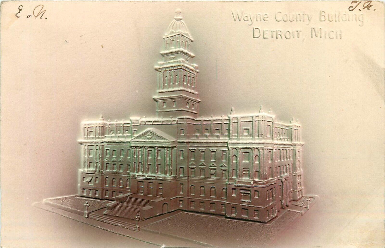 1907 Wayne County Court House, Detroit, Michigan Embossed Postcard