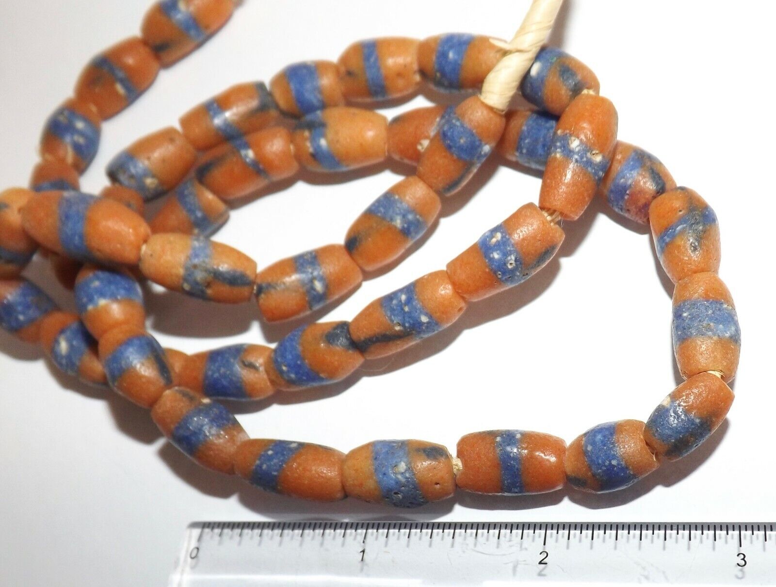 Vintage Old Trade Beads Orange Blue Glass 29\
