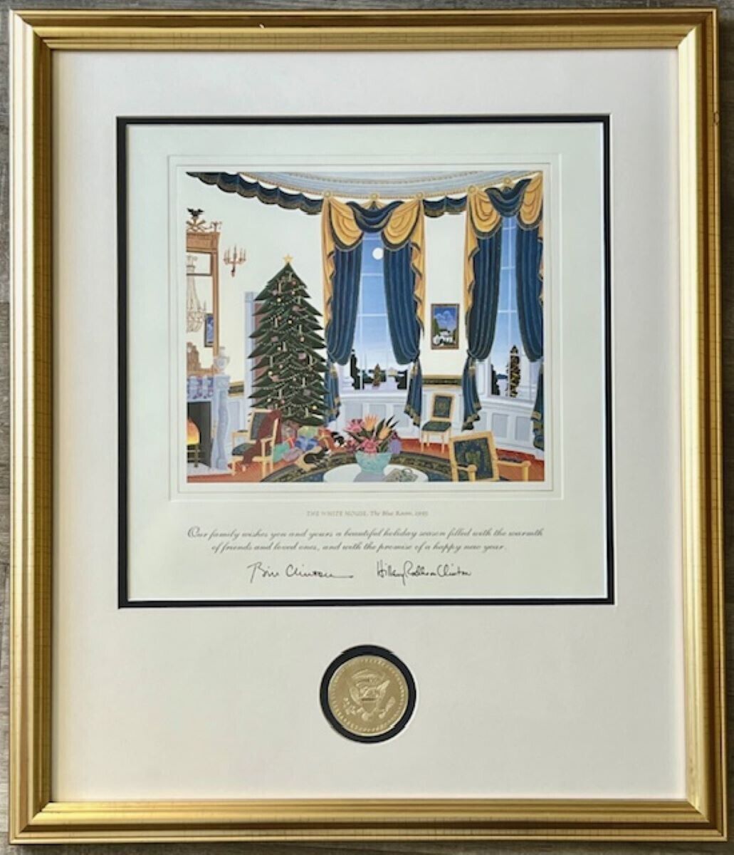 Thomas McKnight, 1995 Art Print, Holiday White House Blue Room, Serigraph, Rare