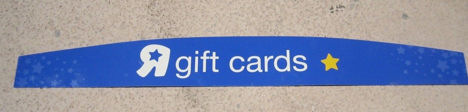 TOYS R US GIFT CARD STORE DISPLAY SIGN SUPER RARE 37X4.5 THICK PLASTIC GEOFFREY