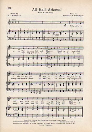 UNIVERSITY OF ARIZONA Vtg Song 1941 \