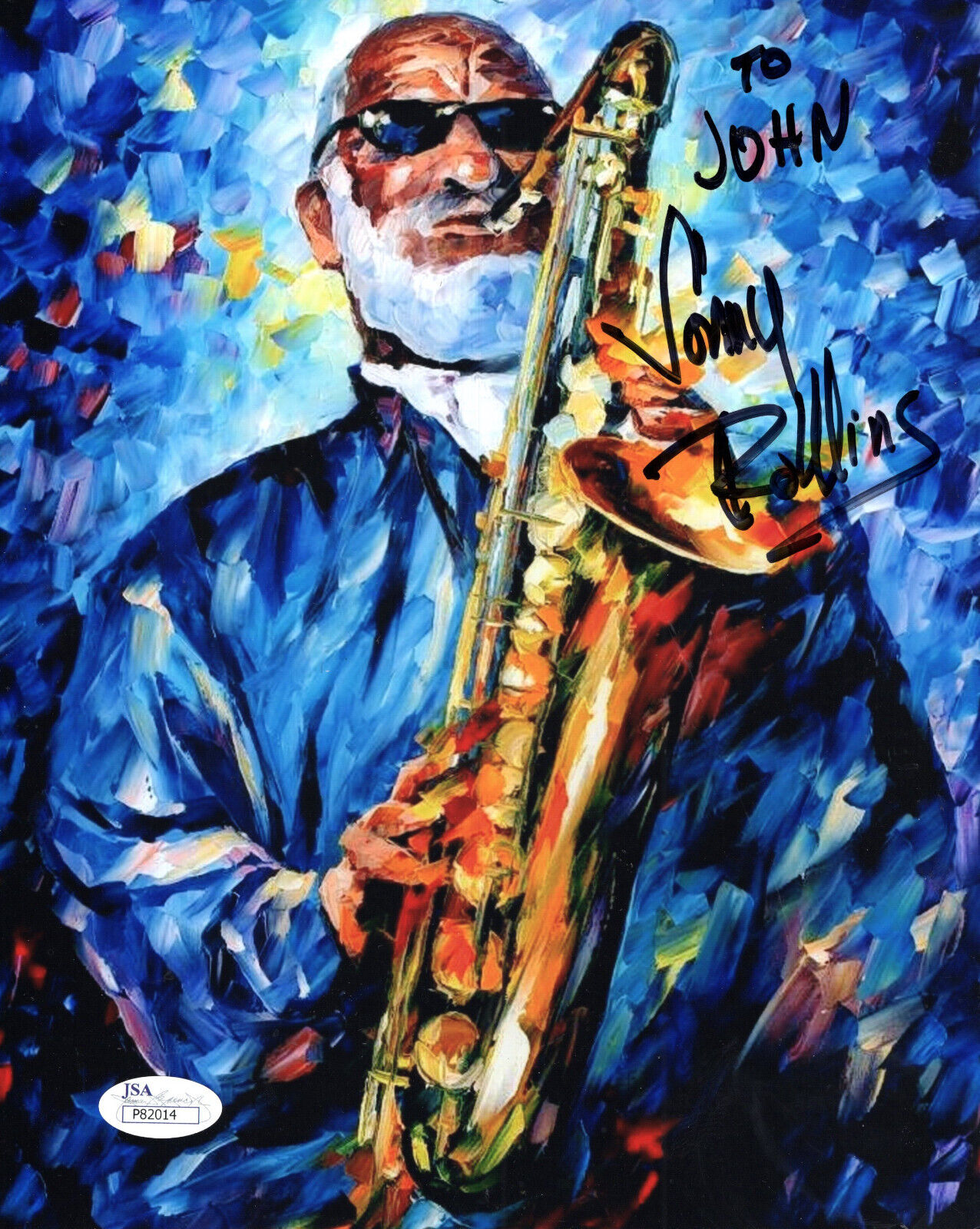 SONNY ROLLINS HAND SIGNED 8x10 COLOR PHOTO      AMAZING+RARE    TO JOHN      JSA