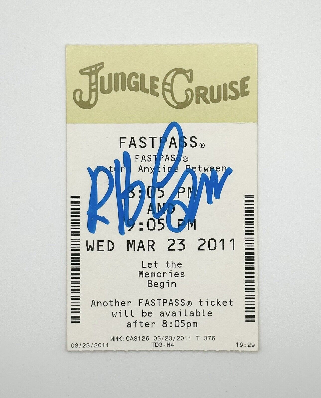 Bob Gurr Disney Imagineer Autographed Disney Jungle Cruise Fastpass