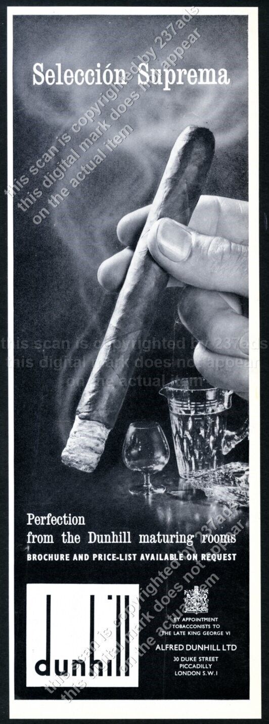 1963 Dunhill Seleccion Suprema cigar photo UK vintage print ad