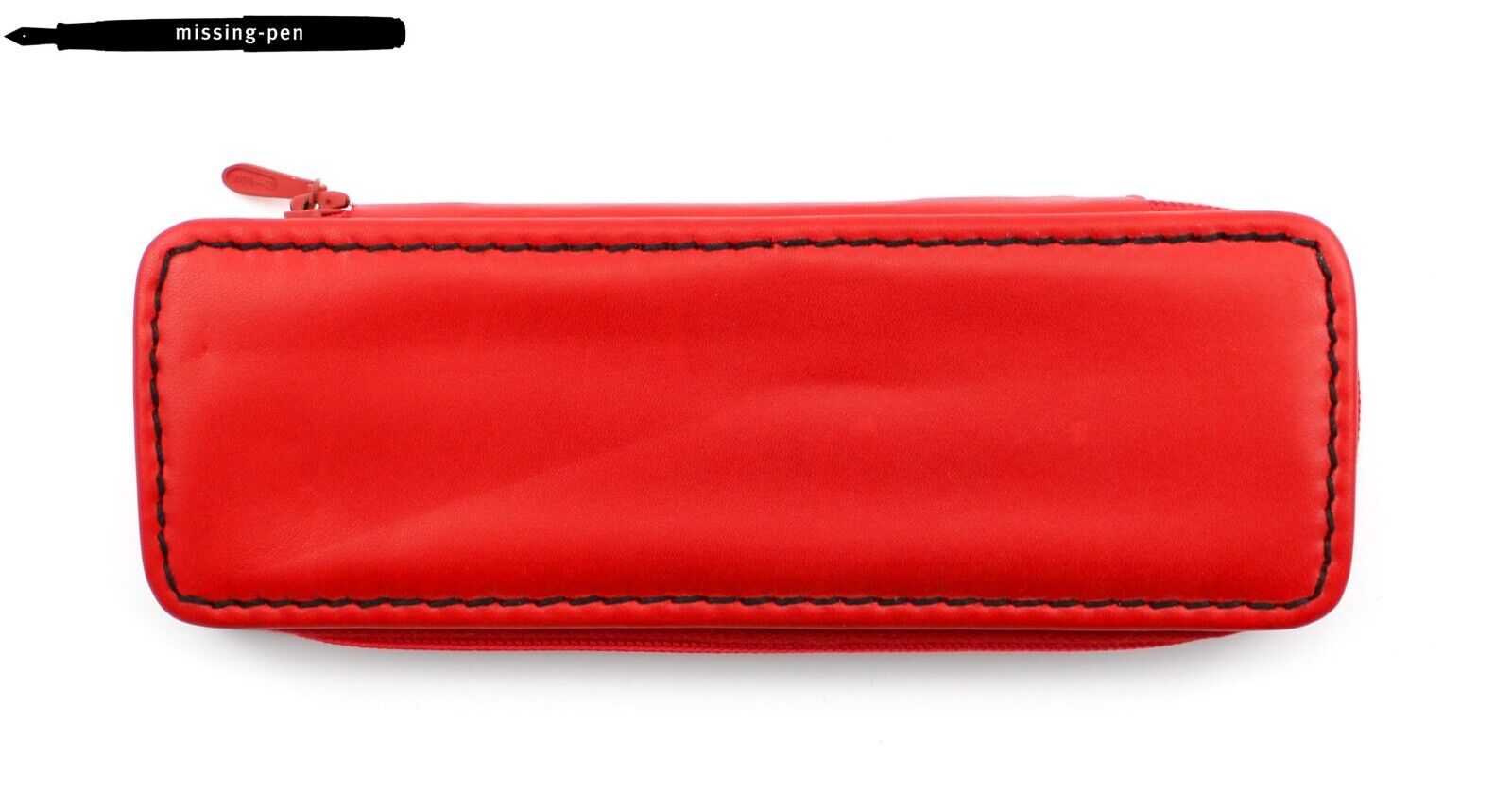 Kübler Genuine Zipper Leather Case / Etui in Red for 3 Pens / Made in Germany