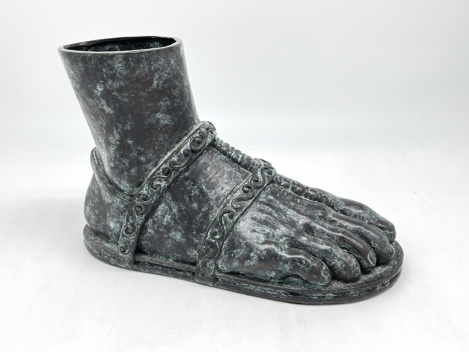 Maitland Smith Bronze Foot Sculpture Doorstop Greek Roman Sandal Grand Tour 80’s