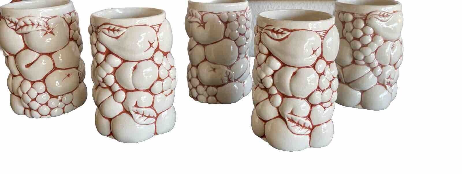 Set If 4 Vintage Ceramic Sangria Cups