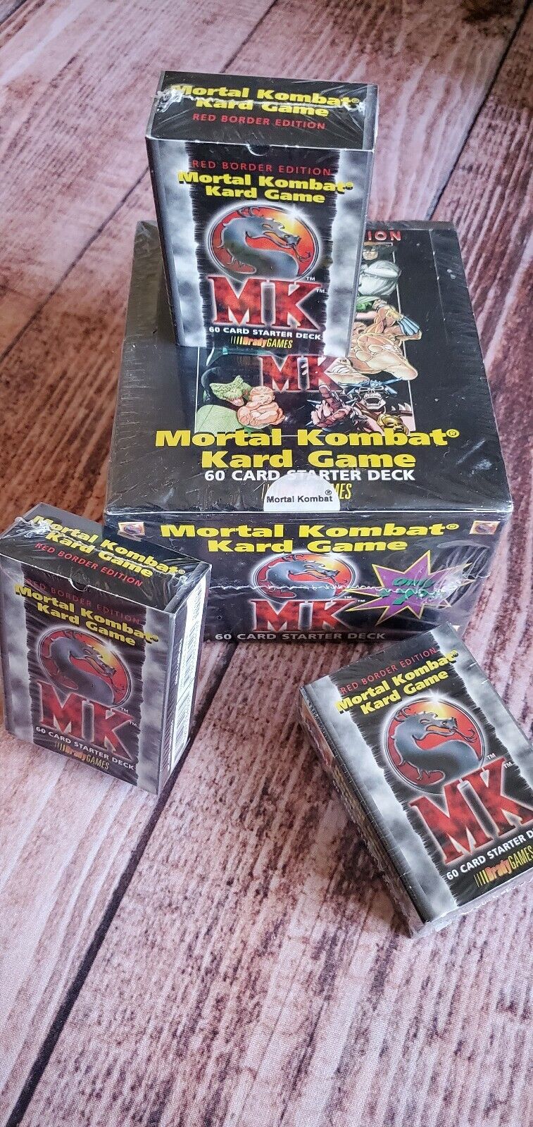 ONE Mortal Kombat Kard Game Starter Deck Case Red Border 1996 Brady - 10 Decks