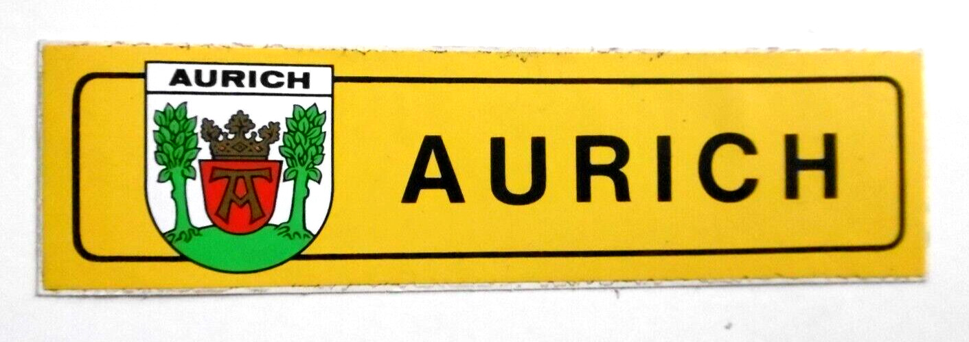 Souvenir-Aufkleber Aurich Ostfriesland Lower Saxony Auerk Arms Village Sign 80s