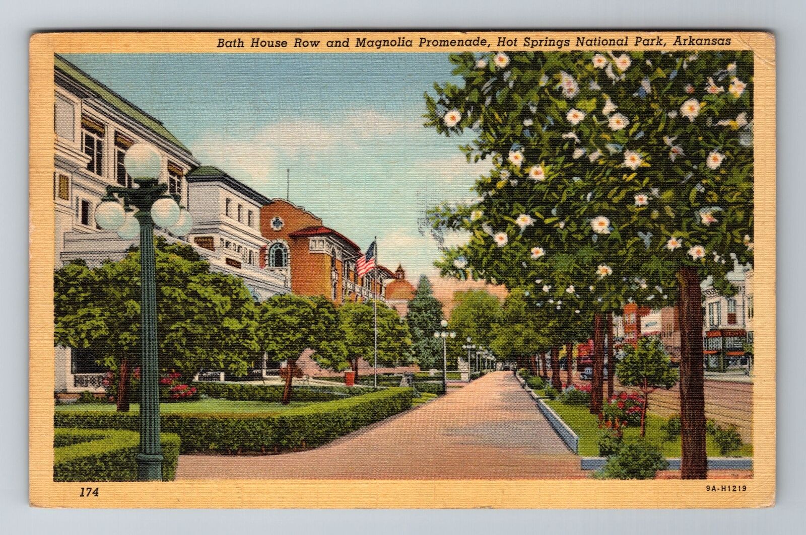 Hot Springs AR-Arkansas, Bath House Row, Antique, Vintage c1945 Postcard