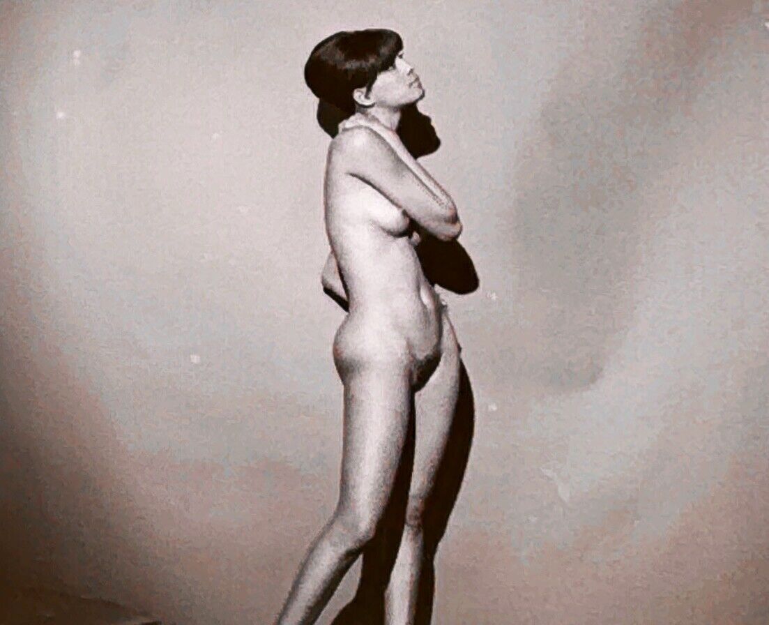 1960s Amateur Dusky Standing Nude  2 1/4 B/W Negative
