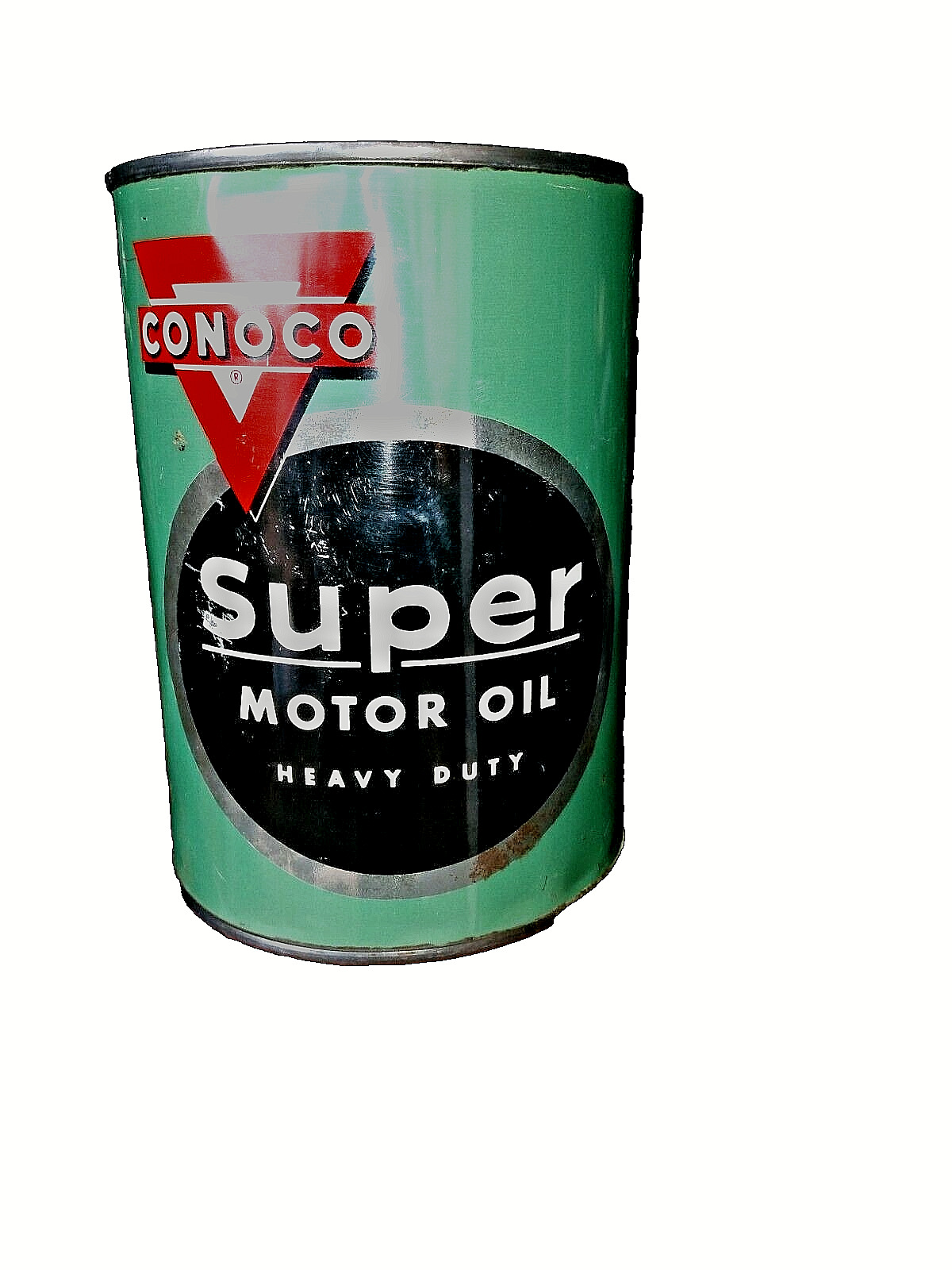 Vintage CONOCO SUPER HEAVY DUTY MOTOR OIL 1 Quart ADVERTISING CAN empty no bottm