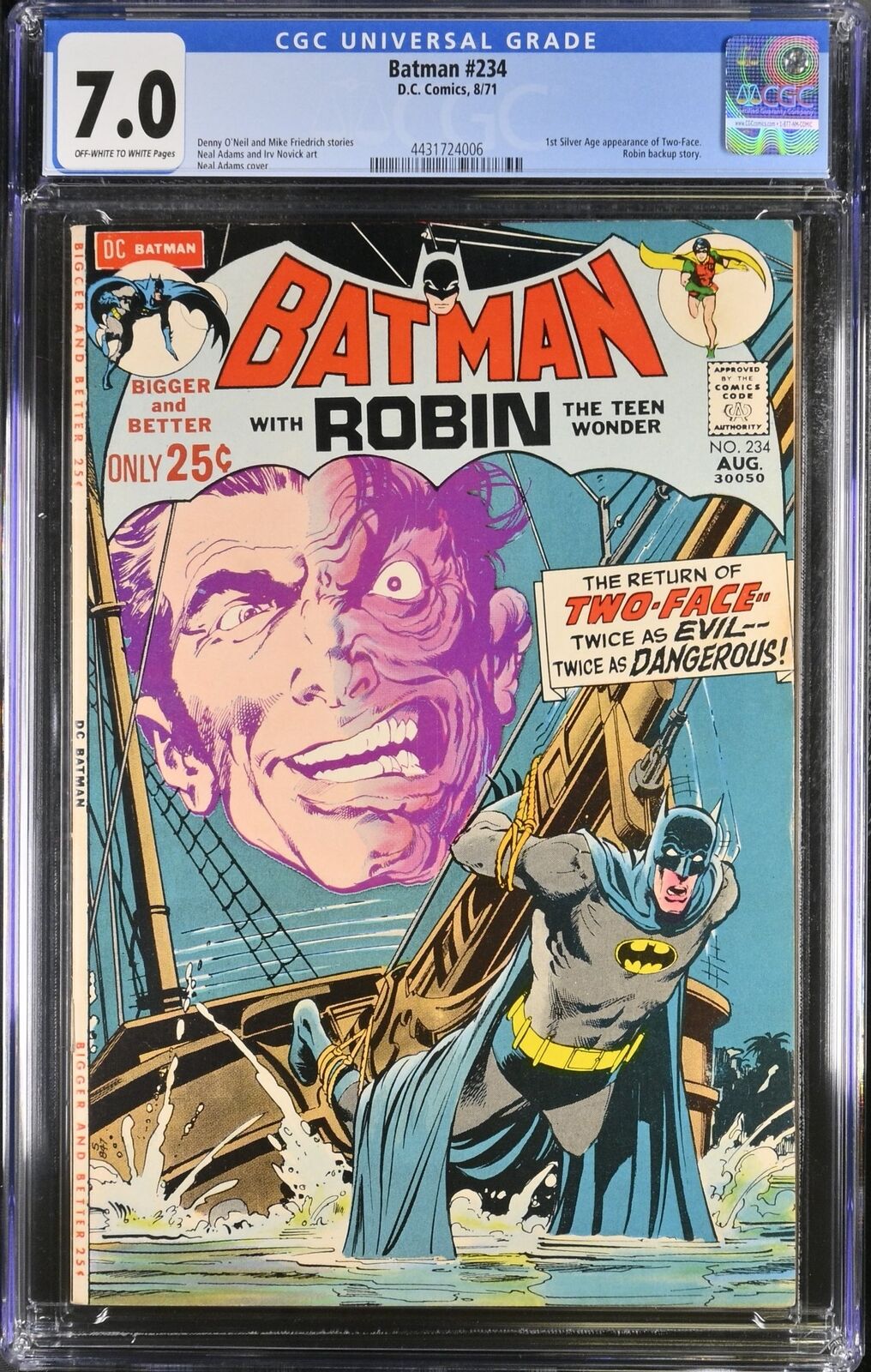 Batman #234 CGC FN/VF 7.0 1st Appearance of Silver Age Two-Face DC Comics 1971