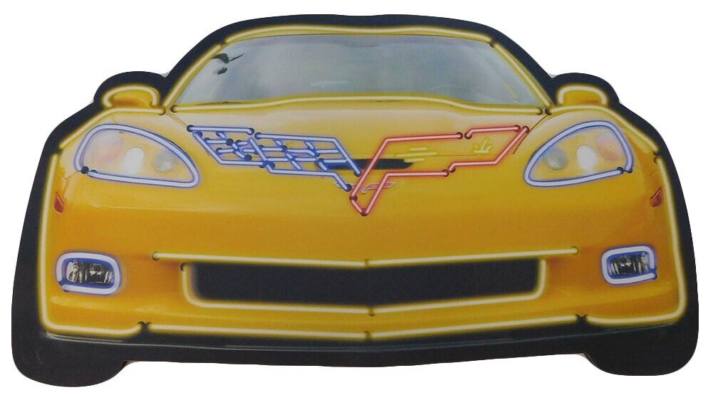 '06 Yellow Corvette Lenticular 3-D Wooden Sign MS482