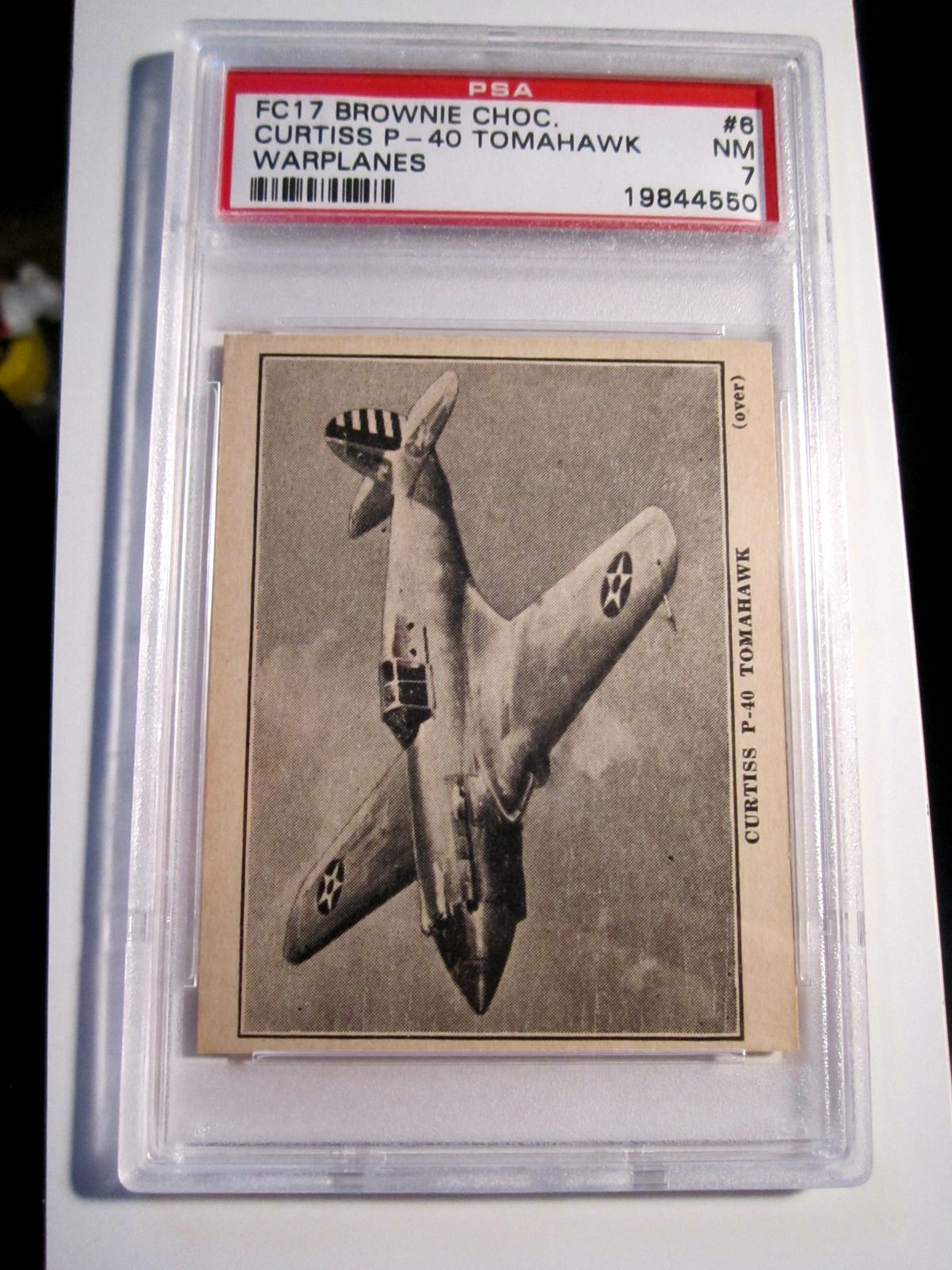 1940 FC17 BROWNIE CHOCOLATE CURTISS P-40 TOMAHAWK WARPLANES #8 PSA GRADED NM-7