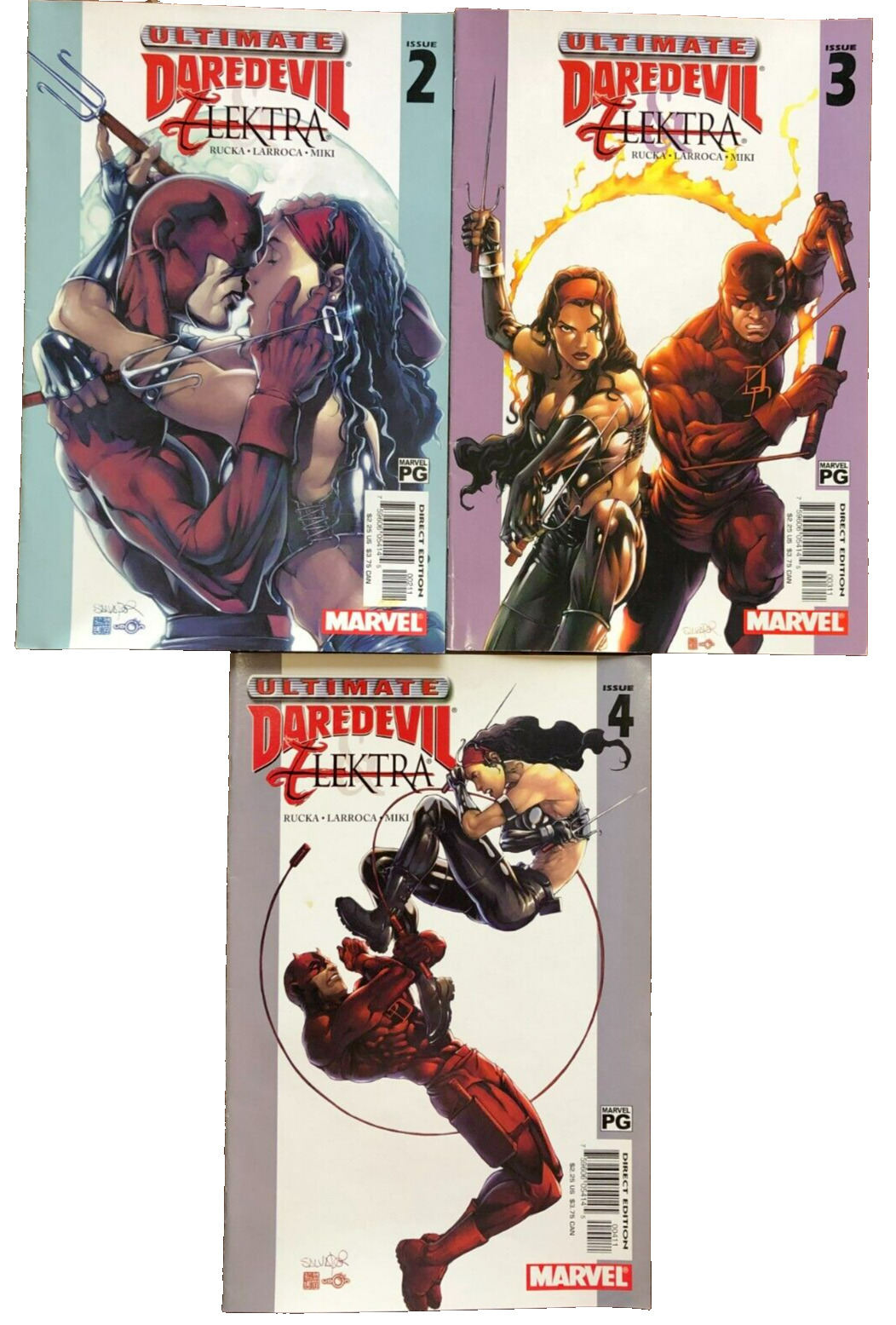 Lot of 3 Marvel Comic Books Ultimate DAREDEVIL and ELEKTRA Vol. 1 Issues 2, 3, 4