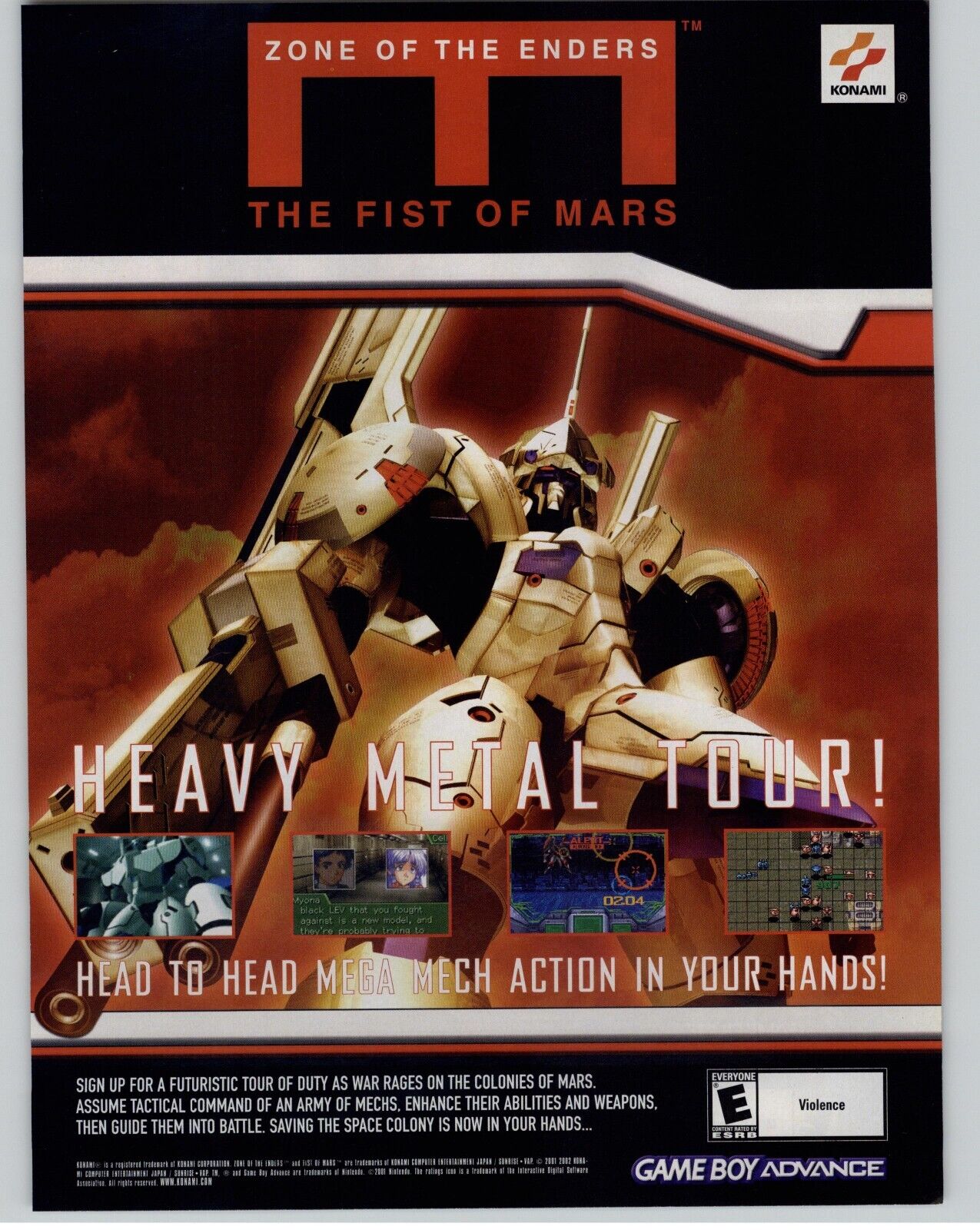 Zone of the Enders The Fist of Mars GBA 2002 Print Ad/Poster Anime Mech Game Art