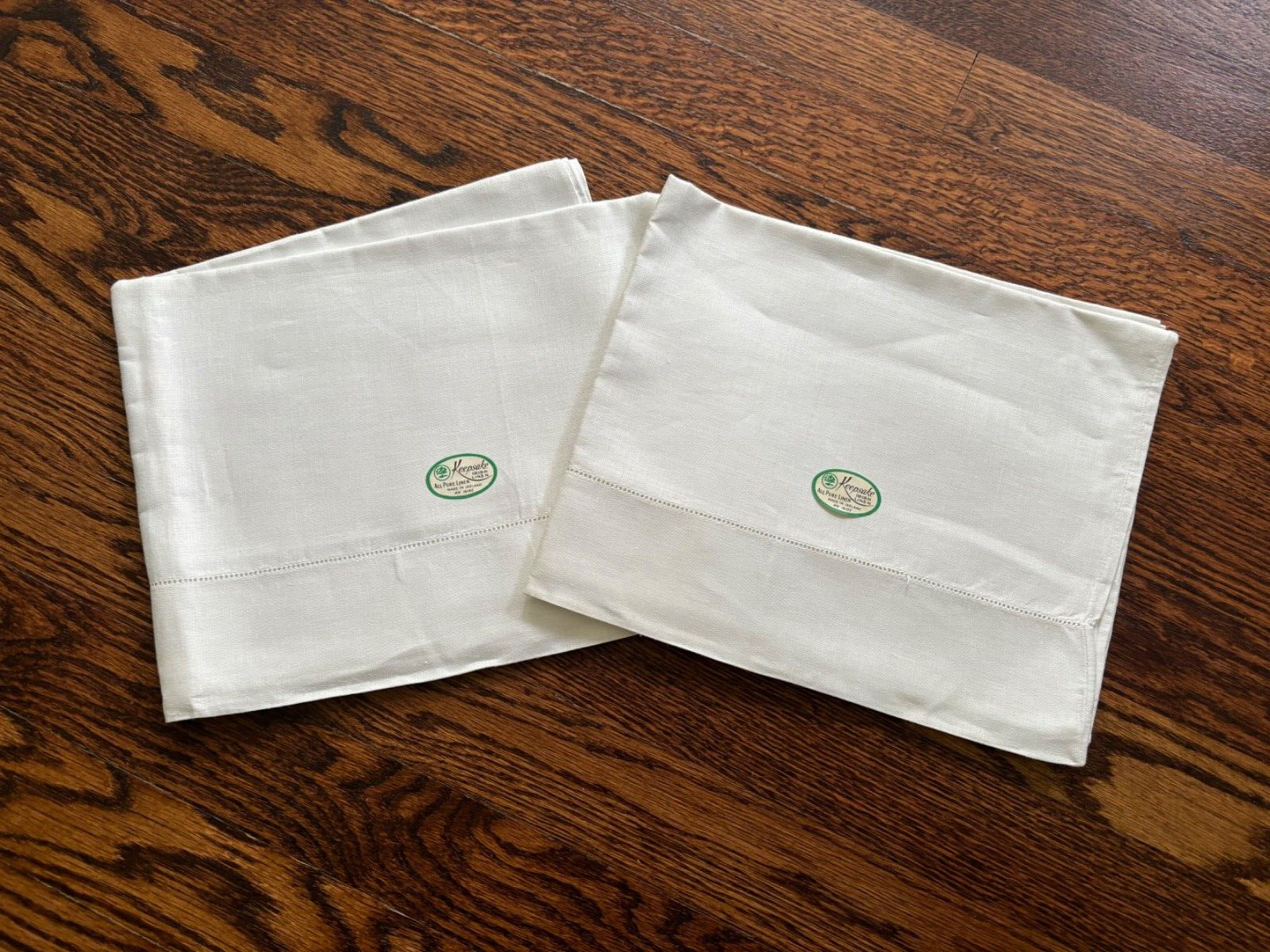 Vintage Pair of Irish Linen Standard Pillowcases Unused NOS NWT