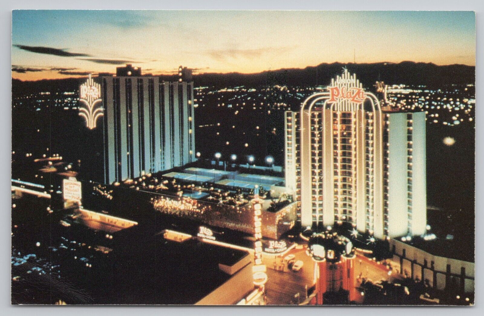 Postcard - Union Plaza Hotel-Casino - Las Vegas, NV - Night Aerial View