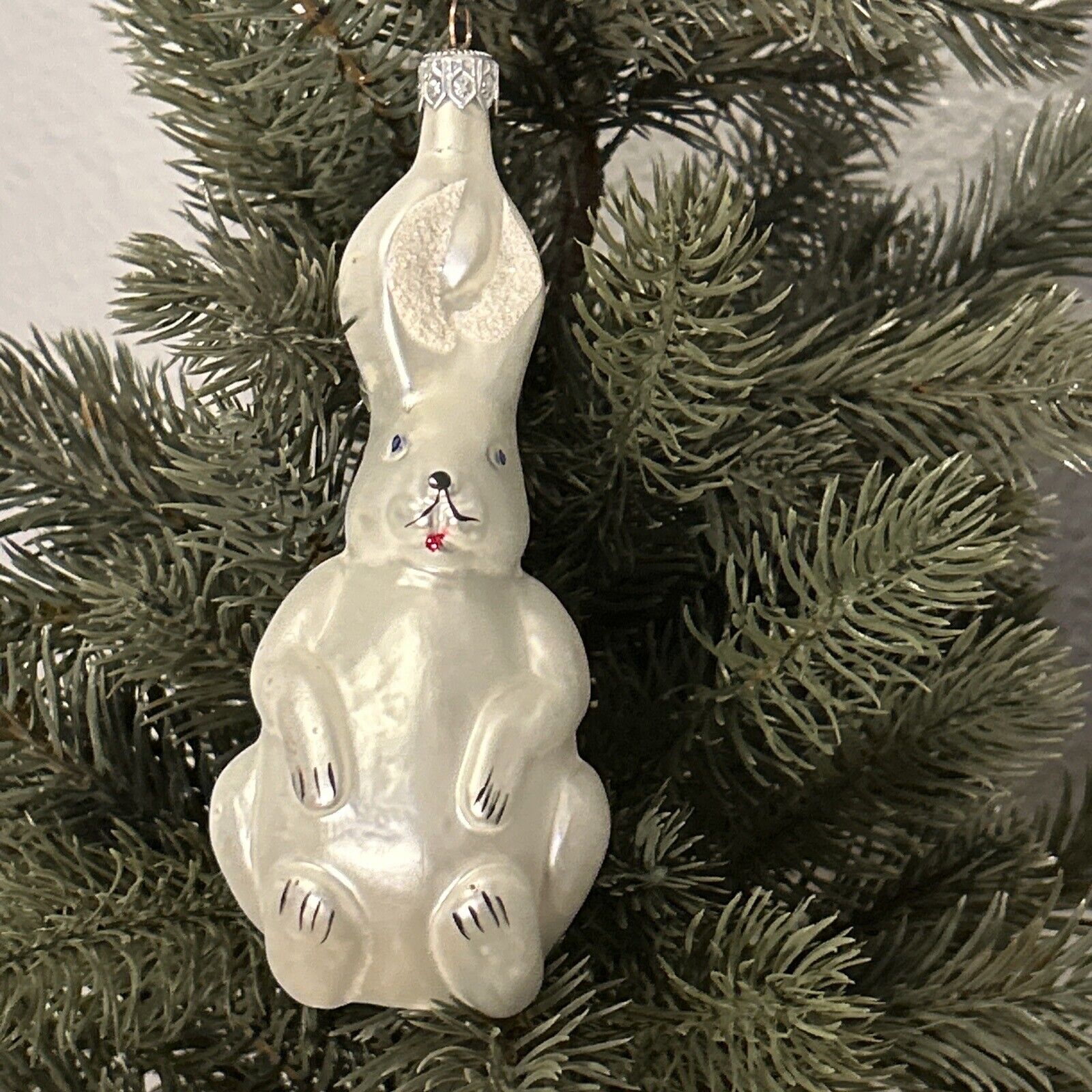Polish White Rabbit Ornament/Made in Poland Rabbit Ornament/White Bunny Ornament