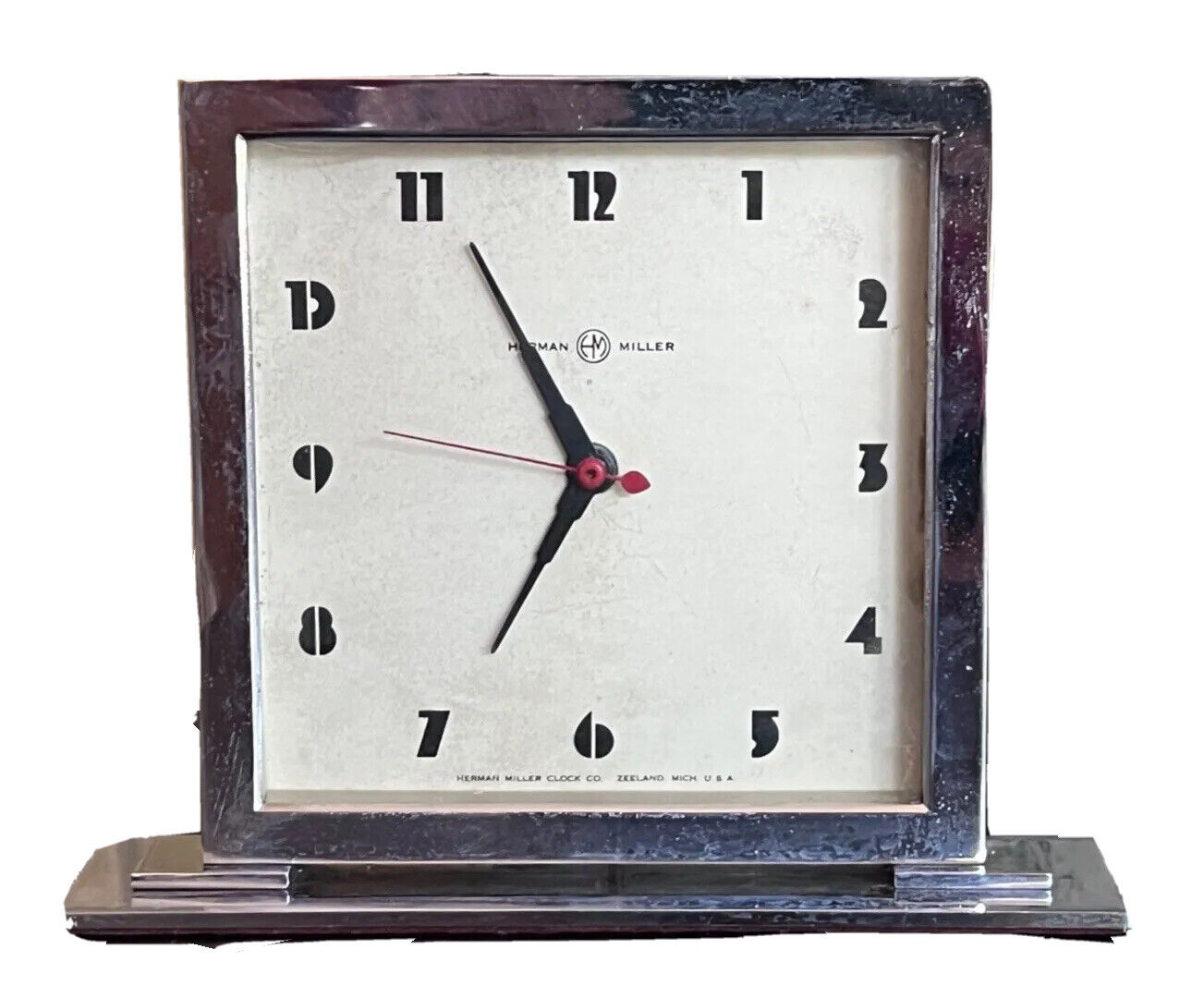 Gilbert Rohde Herman Miller Telechron Art Deco Vtg Chrome Table Desk Clock Mcm