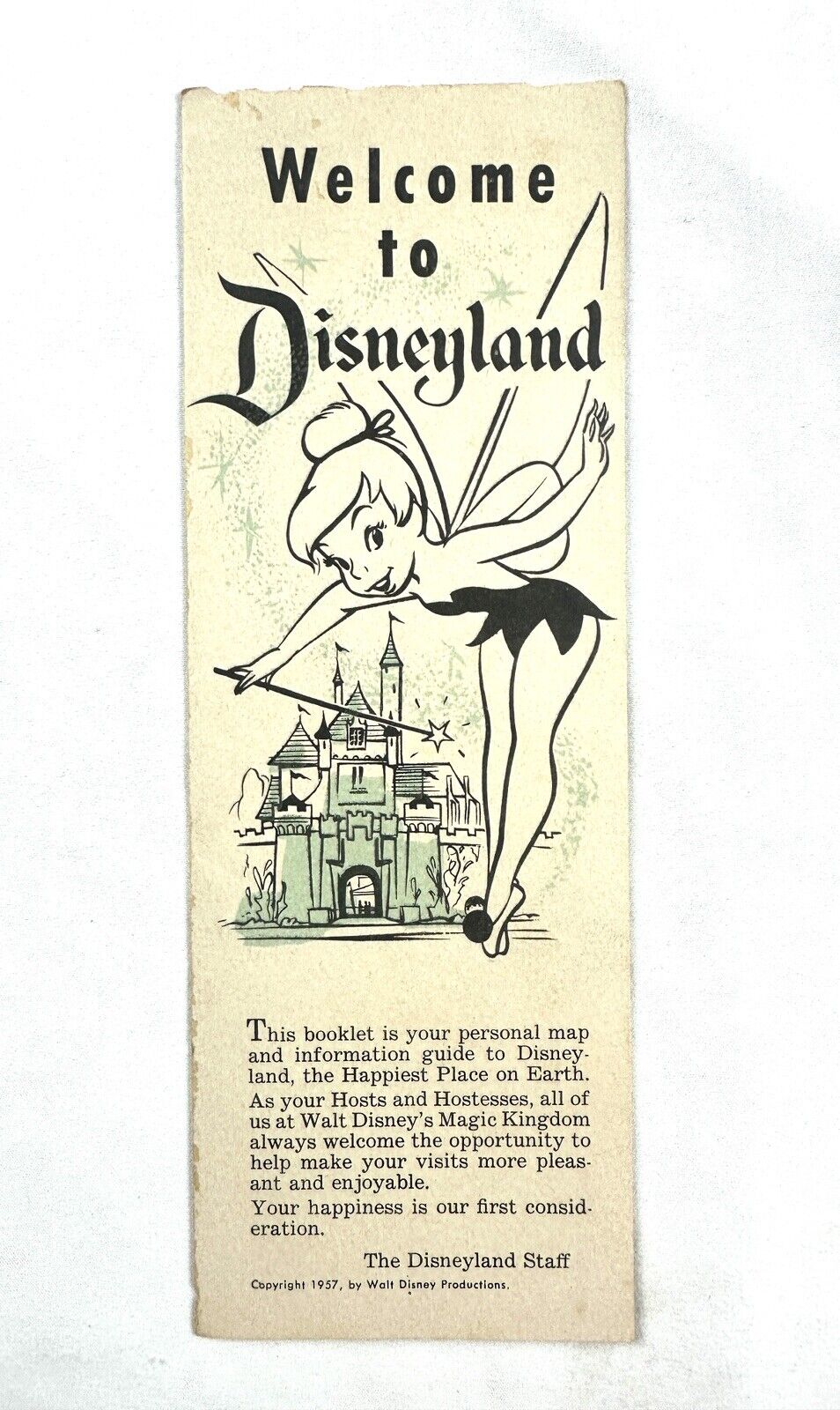 1957 Welcome to Disneyland TinkerBell Guide Map Brochure